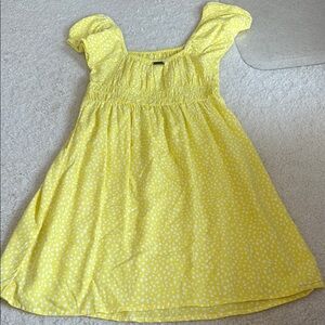 Billabong Yellow Sundress with Puff Cap Sleeves and Square Neck
